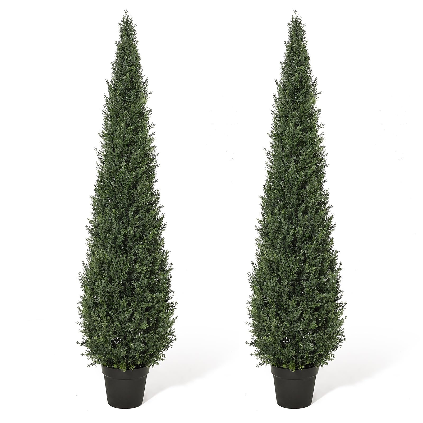 Garvee Lot de 2 arbres artificiels cèdre topiaire 152 cm, faux cyprès en pot, plantes persistantes décoratives pour intérieur, porche, terrasse et jardin