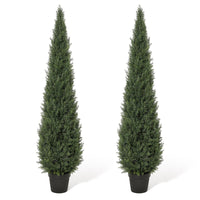 Garvee Lot de 2 arbres artificiels cèdre topiaire 152 cm, faux cyprès en pot, plantes persistantes décoratives pour intérieur, porche, terrasse et jardin