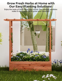 Jardinière surélevée Garvee avec treillis, 114 cm, bois résistant aux intempéries, pour balcon et jardin, autoportante, 4 trous de drainage, coloris naturels