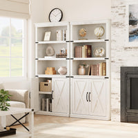 Garvee bibliothèque de style campagne avec portes, 5 niveaux, 178 cm de haut, bois, salon, bureau, brune