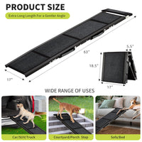 Garvee Rampe pliable pour chien en aluminium 160 x 43 cm, antidérapante, supporte jusqu’à 120 kg, idéale voiture, canapé, lit et chiens âgés.