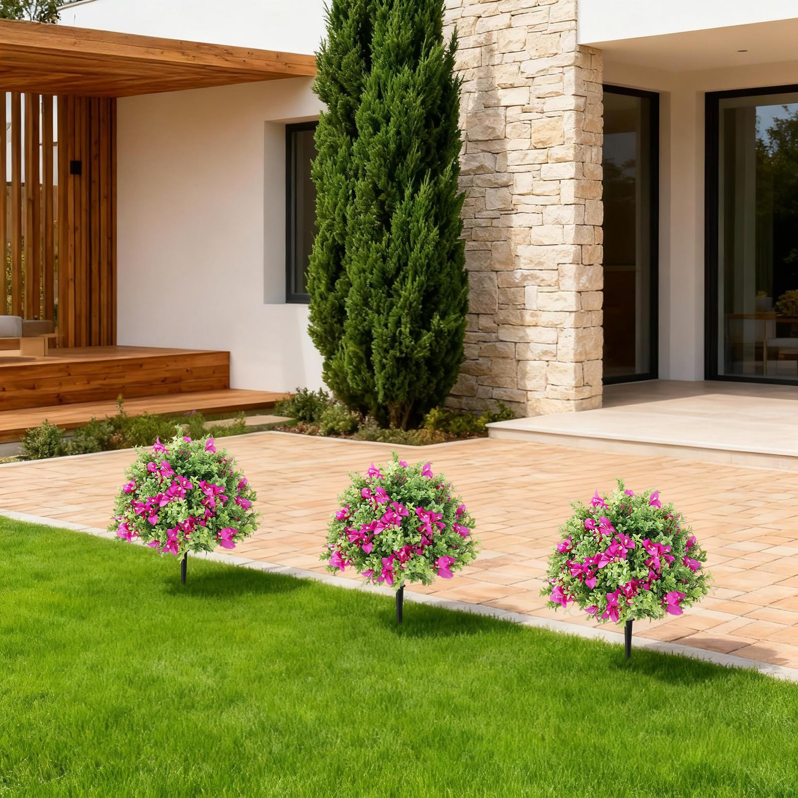 Garvee Lot de 2 arbres artificiels de 61 cm, plantes réalistes et durables pour décoration intérieure et extérieure, vert
