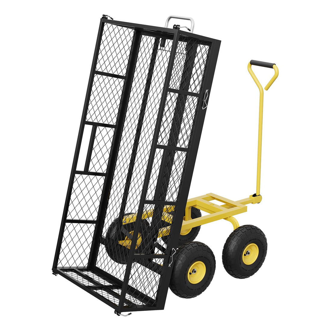 Garvee Chariot de jardin 408 kg avec parois amovibles, pneus 25 cm, structure acier robuste et poignée rotative 180°, pour jardin et ferme