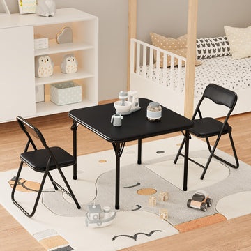 Ensemble table et chaises pliantes Garvee pour enfants, avec rembourrage en PU souple, structure en acier robuste, design ergonomique, portable, pour manger et jouer