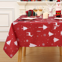 Nappe Garvee Świąteczny Obrus à motif cerf, imperméable et lavable, 137 x 200 cm, pour une utilisation intérieure et extérieure.