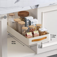 Organisateur de cuisine à tiroir Garvee, capacité de charge 50 kg, acier, poignée ergonomique, réglable, pour cuisine et salle de bain, 25 x 48 x 8 cm, noir