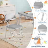Ensemble table et chaises pliantes 3 pièces Garvee pour enfants, pliable, en cuir PU, structure en métal, léger, idéal pour la salle de jeux et le camping, multicolore
