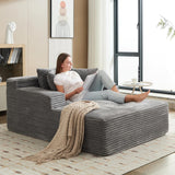 Garvee Fauteuil lounge grand format 127 cm en velours côtelé, canapé-lit sans structure rigide avec 3 oreillers, Gris foncé