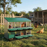 Garvee Pondoir pour Poules 8 Compartiments, Acier Galvanisé 0,7 mm avec Couvercle Émaillé et Bacs en Plastique, Système de Collecte des Œufs, Montage Facile pour Poulailler, Vert - Vert