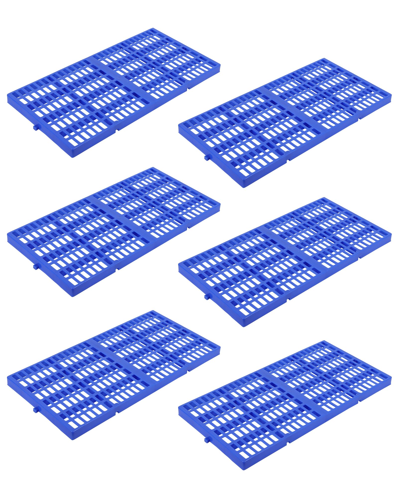 Ensemble de 6 palettes en plastique bleu Garvee, 30 x 60 x 3 cm, capacité de charge de 500 kg, antidérapantes, empilables et recyclables, pour entrepôt et garage.