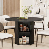 Garvee Table à manger ronde de 119 cm, noire, rangement à 2 niveaux et porte coulissante, pour 4 personnes - Noir