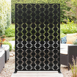 Garvee écran d’intimité métallique 183 × 119 cm en acier galvanisé résistant à la rouille, pour jardin et balcon - Noir