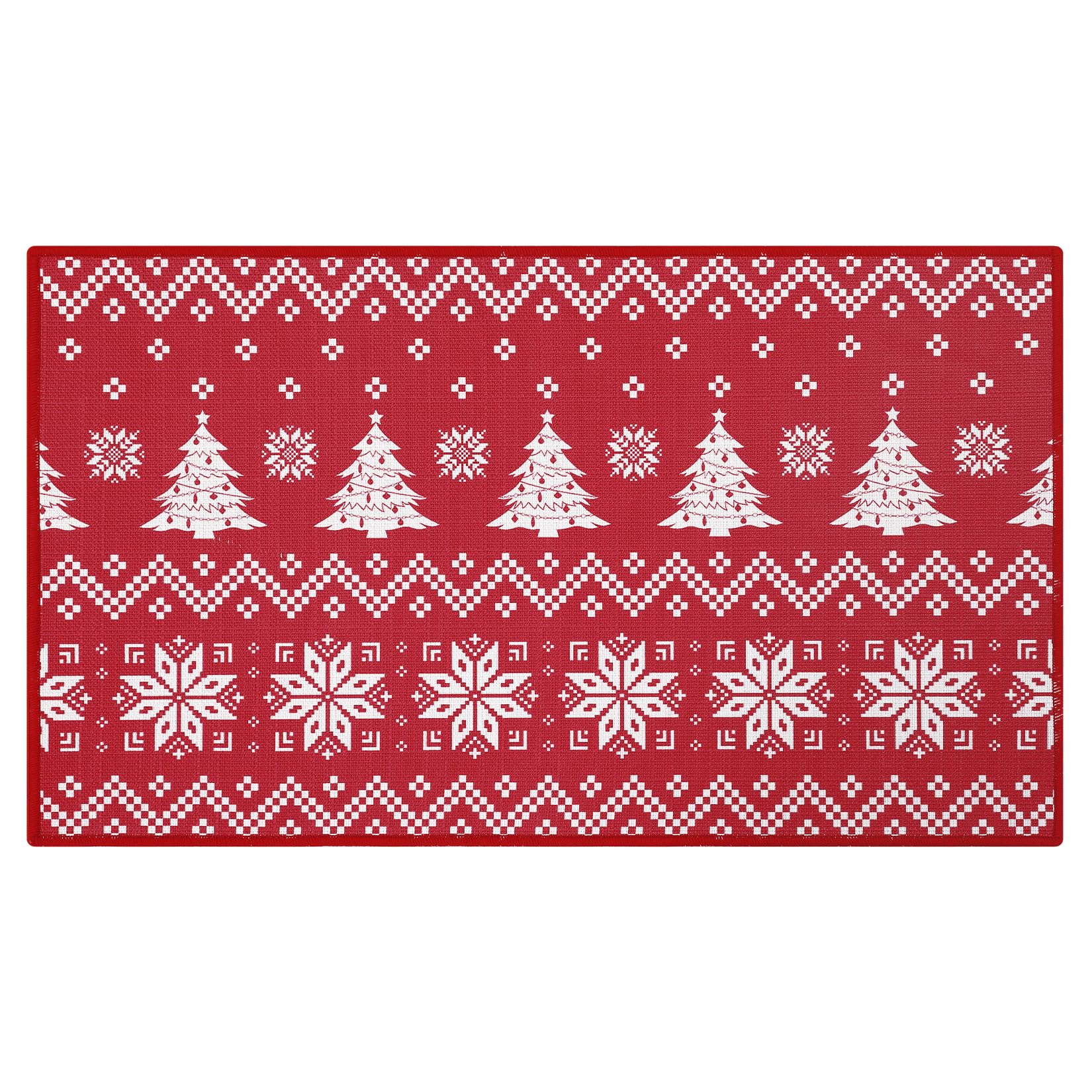 Tapis de Noël lavable Garvee rouge à motif cœur, antidérapant, 50 x 80 cm, pour l'intérieur et l'extérieur. Décoration de Noël.