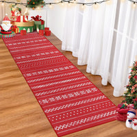Garvee Jullöpare Matta For Hall - Décoration de Noël douce rouge, Maskintvättbar, Halkfri, 60x180 cm, Vita Blommönster, Köksmatta