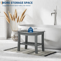 Banc de douche Garvee en PEHD avec étagère pour salle de bain et baignoire, aspect bois, imperméable, facile à nettoyer