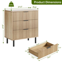 Garvee commode en chêne, 3 tiroirs, design cannelé, pieds en métal, protection anti-basculement, pour la chambre et le salon, noir