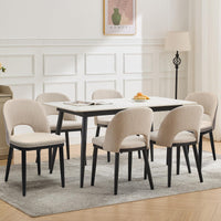 Ensemble de 2 chaises de salle à manger en bois Garvee, style moderne, rembourrées, dossier haut, revêtement en tissu, robustes et confortables, beige, pour cuisine et café, 46 cm (P) x 52 cm (L) x 78 cm (H)