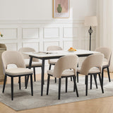 Garvee Chaises de Salle à Manger en Bois Massif, Lot de 6, Tissu Effet Lin, Dossier Haut Ergonomique, pour Cuisine et Salon, Beige - Beige – Modèle B