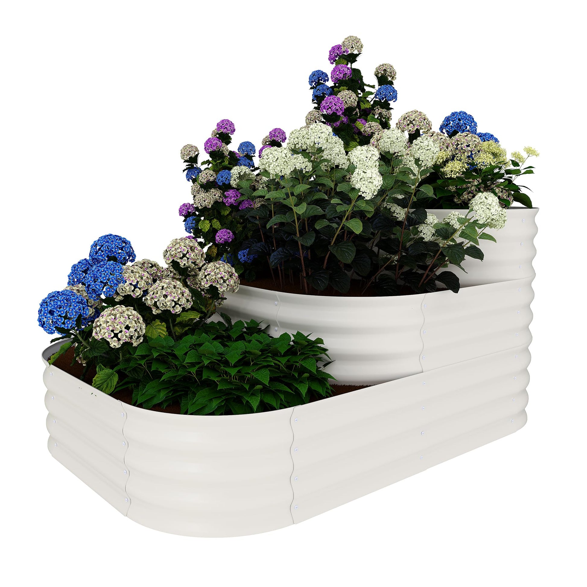Kit de potager surélevé 3 en 1 galvanisé Garvee, 3 niveaux, base ouverte, acier, antirouille, modulaire, pour légumes et herbes aromatiques, jardin et balcon