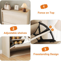 Meuble à chaussures Garvee avec 3 compartiments pliables, étagère réglable, en MDF, pour entrée et salon, 80,5 x 26 x 117 cm, blanc