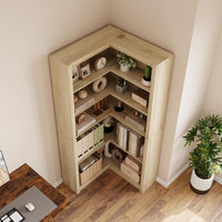 Garvee Bibliothèque d’Angle 182 cm Style Ferme, 5 Niveaux, Grand Rangement en L, Étagère Robuste en Bois pour Salon, Chambre et Bureau à Domicile