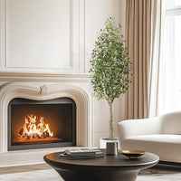 Garvee Olivier Artificiel 213 cm avec Pot Lesté au Ciment, Branches Ajustables, Décoration pour Maison et Bureau, Entretien Facile