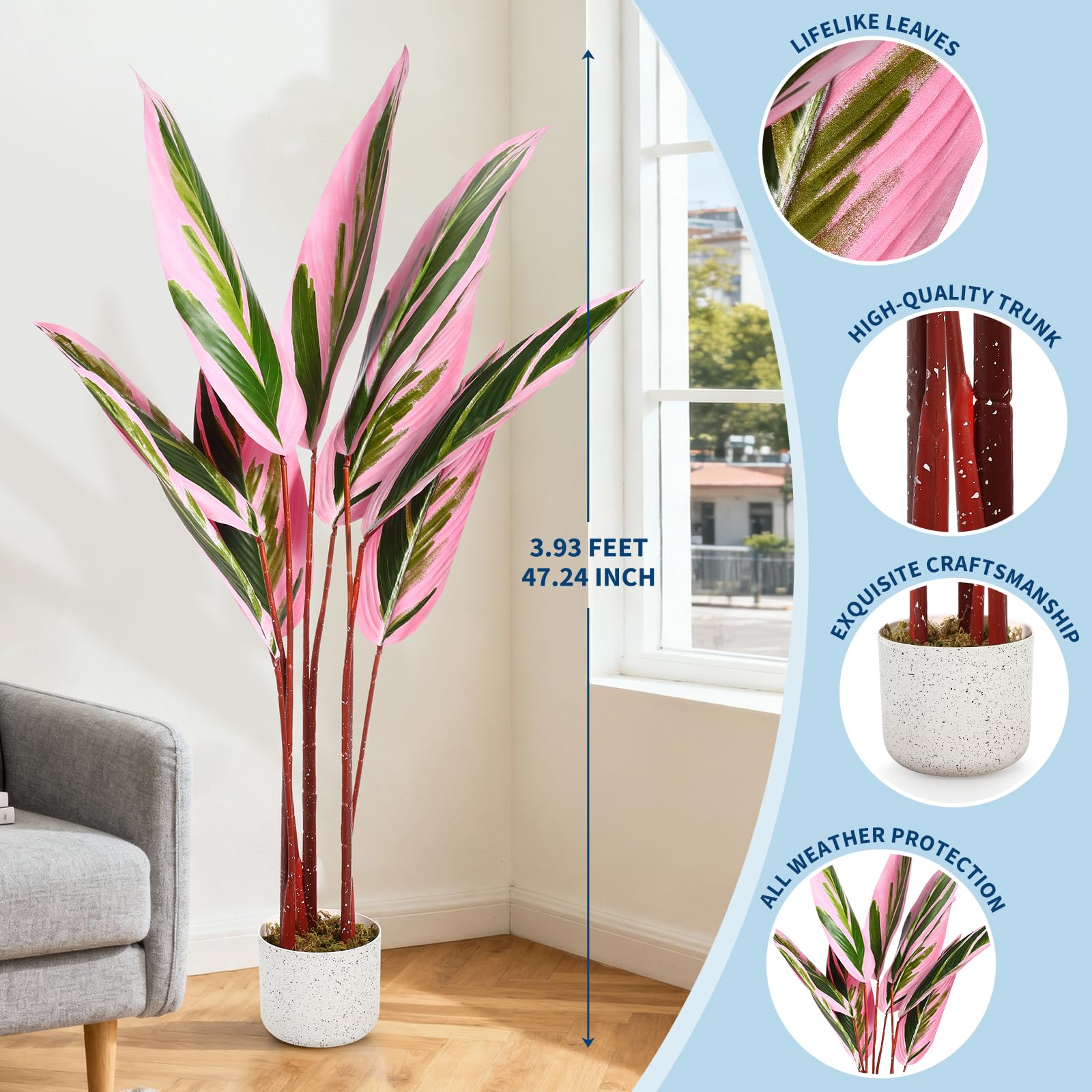 Plante artificielle Garvee en pot, feuilles réalistes, entretien facile, PEVA durable, pour bureau et salon, verte, élégante