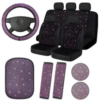 Garvee Ensemble de 15 housses de siège auto scintillantes pour femmes, housse de volant en cristal, matière velours, respirante, intérieur de voiture universel