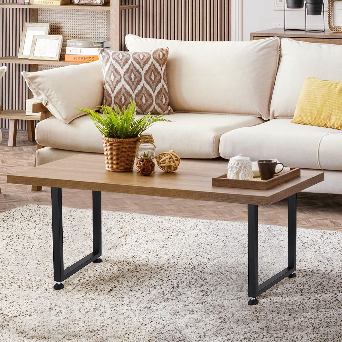 Pieds de table carrés en métal Garvee 28" réglables, robustes, revêtement en poudre noir, pour salle à manger et bureau