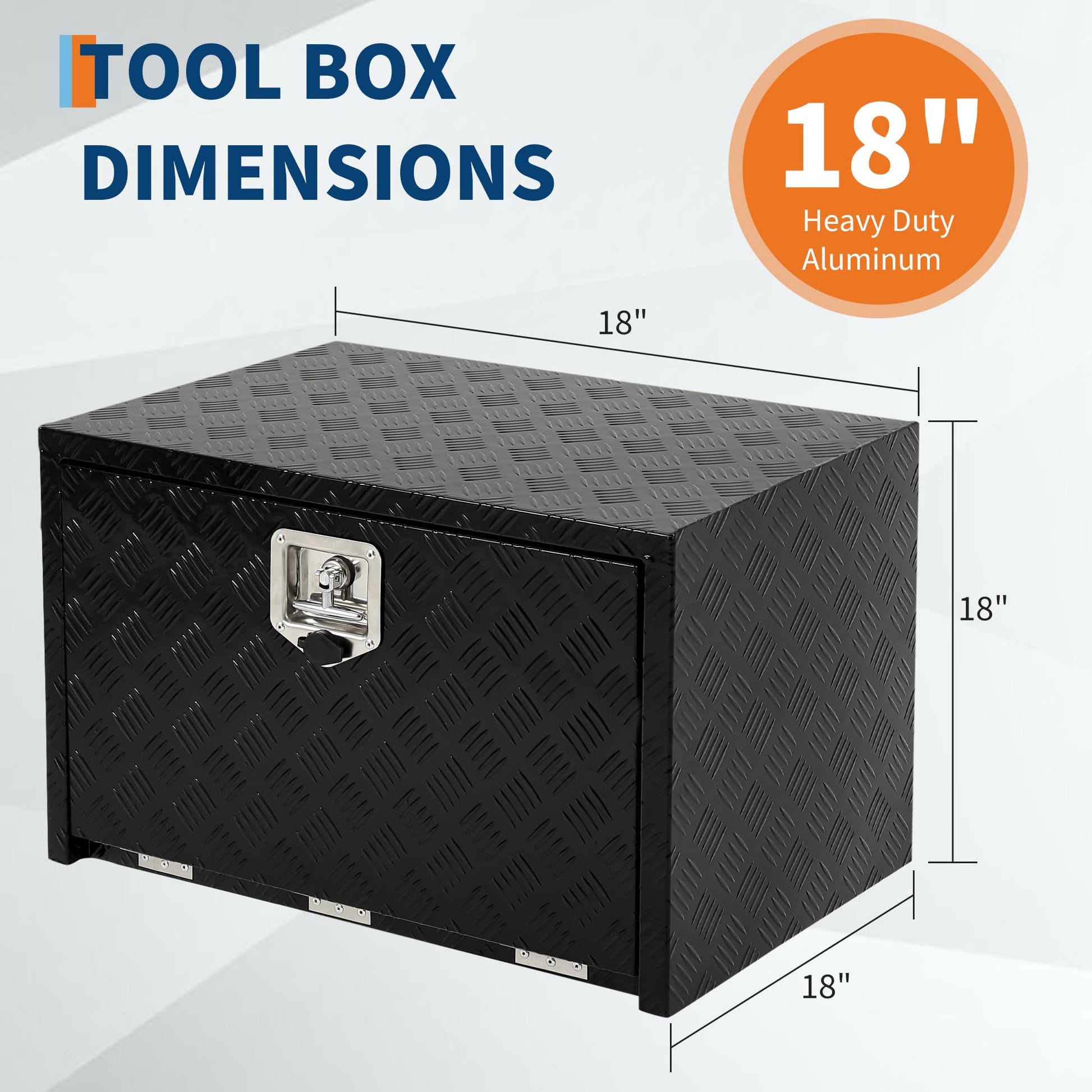 Coffre à outils Garvee 24 pouces en aluminium, étanche, robuste et verrouillable, pour pick-ups et camping-cars, couleur argent, peu encombrant.
