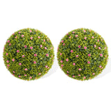 Boules de buis artificielles Garvee, lot de 2, 42 cm, fleurs roses, en polyéthylène résistant aux UV, sans entretien, pour balcon et jardin.