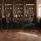Garvee Tabourets de bar hauteur comptoir, PU cuir, cadre métal industriel, noir, cuisine et îlot, 67 cm siège - Noir, lot de 4
