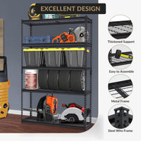 Système d'étagères de garage robustes Garvee, étagères métalliques réglables pour atelier, sous-sol et garage, 122 x 46 x 183 cm, noir