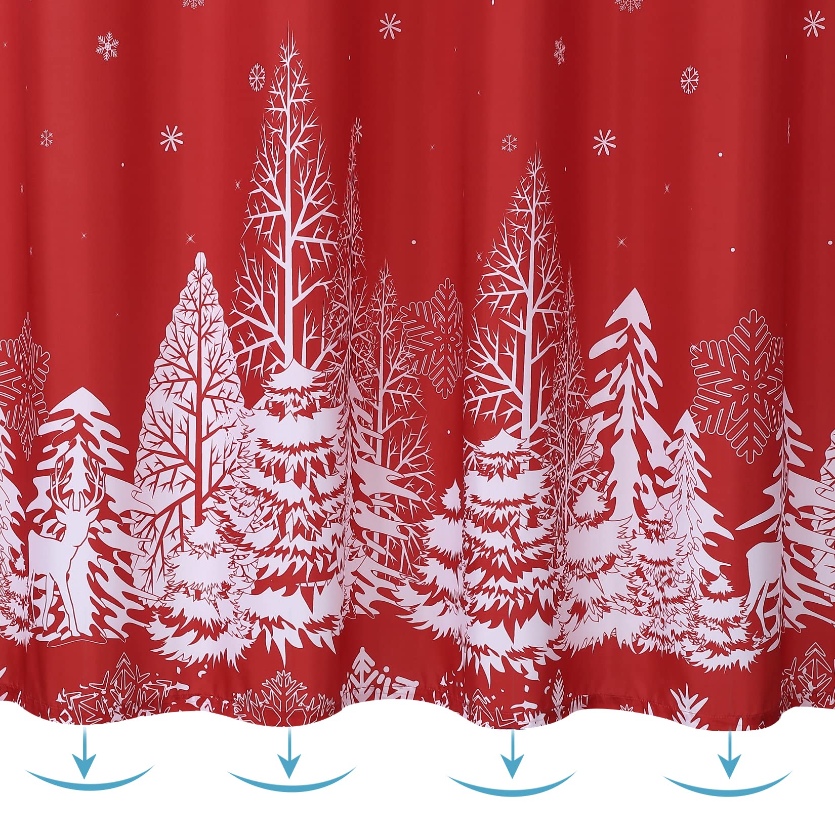 Rideau de douche Garvee Kerst, motif sapin de Noël et flocons de neige, imperméable, 182 x 183 cm, rouge, décoration de salle de bain