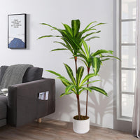 Arbre dracaena artificiel Garvee de 1 m (3,3 pi) avec pot en ciment robuste pour salon et bureau, résistant aux UV, facile d'entretien, vert
