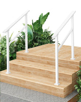 Garvee Garde-corps d’escalier extérieur réglable en aluminium et fer forgé, rampe sécurisée et résistante pour porche, terrasse et entrée, kit complet - Blanc/ 2 pièce