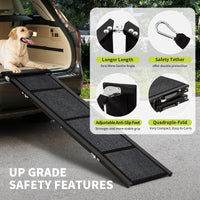 Garvee Rampe pliable pour chien en aluminium 160 x 43 cm, antidérapante, supporte jusqu’à 120 kg, idéale voiture, canapé, lit et chiens âgés.
