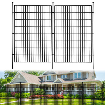 Clôture décorative de jardin Garvee, 10 panneaux, fil métallique antirouille, clôture flexible pour animaux pour cour et terrasse, 101,6 cm de haut, 8,8 m de long, noire