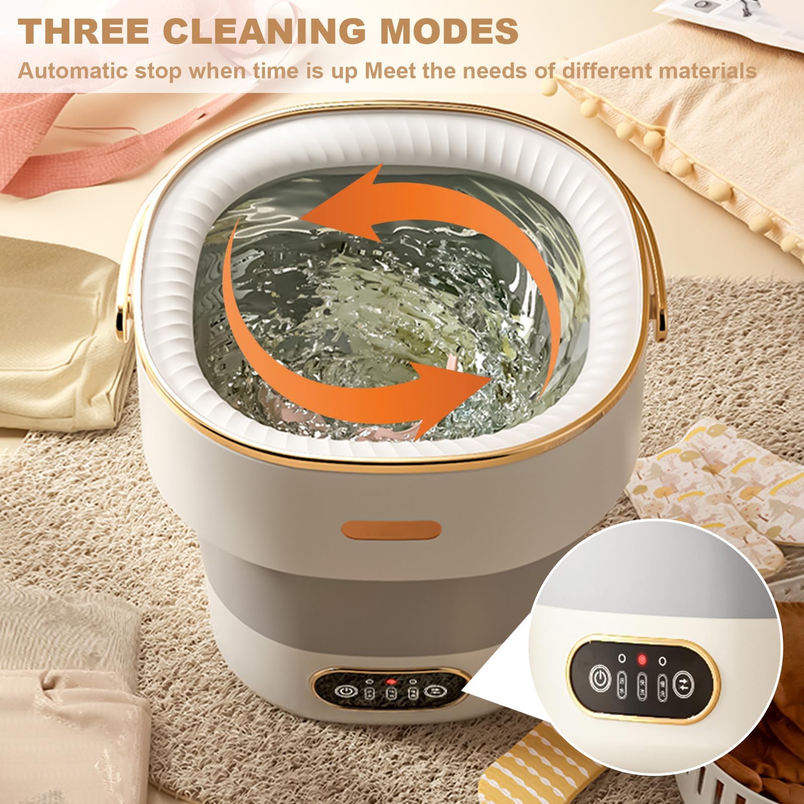 Garvee Mini lave-linge pliable 13 L, capacité 2,5 kg, avec essorage, moteur silencieux, ABS résistant, compact pour camping, voyage et petits espaces, blanc