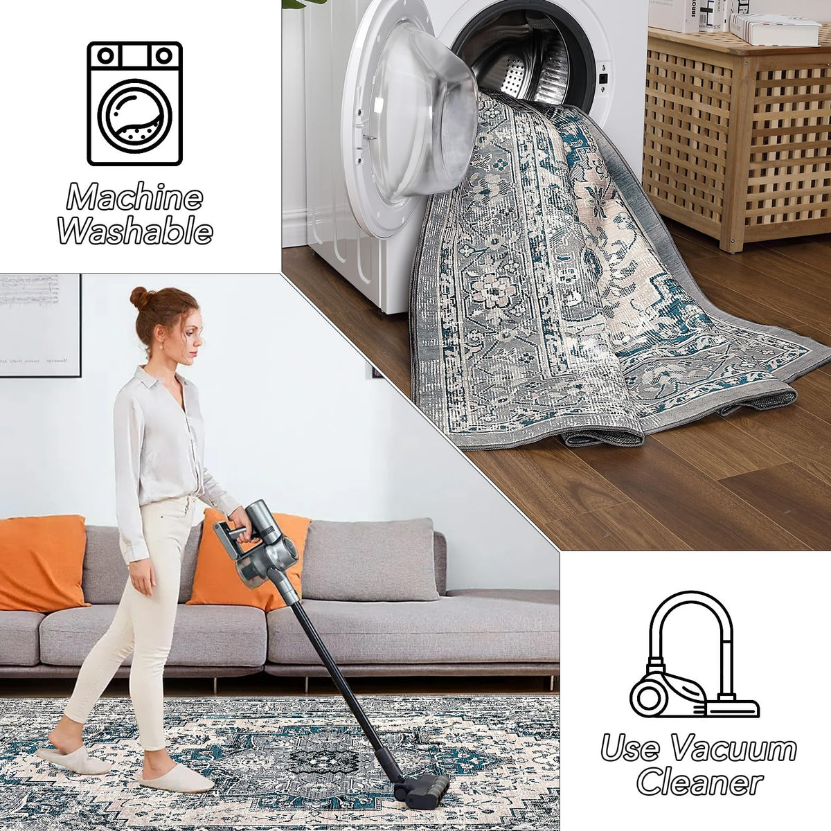 Tapis persan Garvee 200 x 290 cm Gris-Bleu