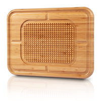 Planche à découper Garvee Pyramid Tip en bambou carbonisé double face pour la cuisine et le barbecue, stable et polyvalente