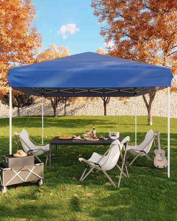 Tente pliante Garvee 3 x 3 m - Protection UV, imperméable, hauteur réglable, structure en acier robuste, toile Oxford 210D, idéale pour le camping et les événements en plein air, bleue