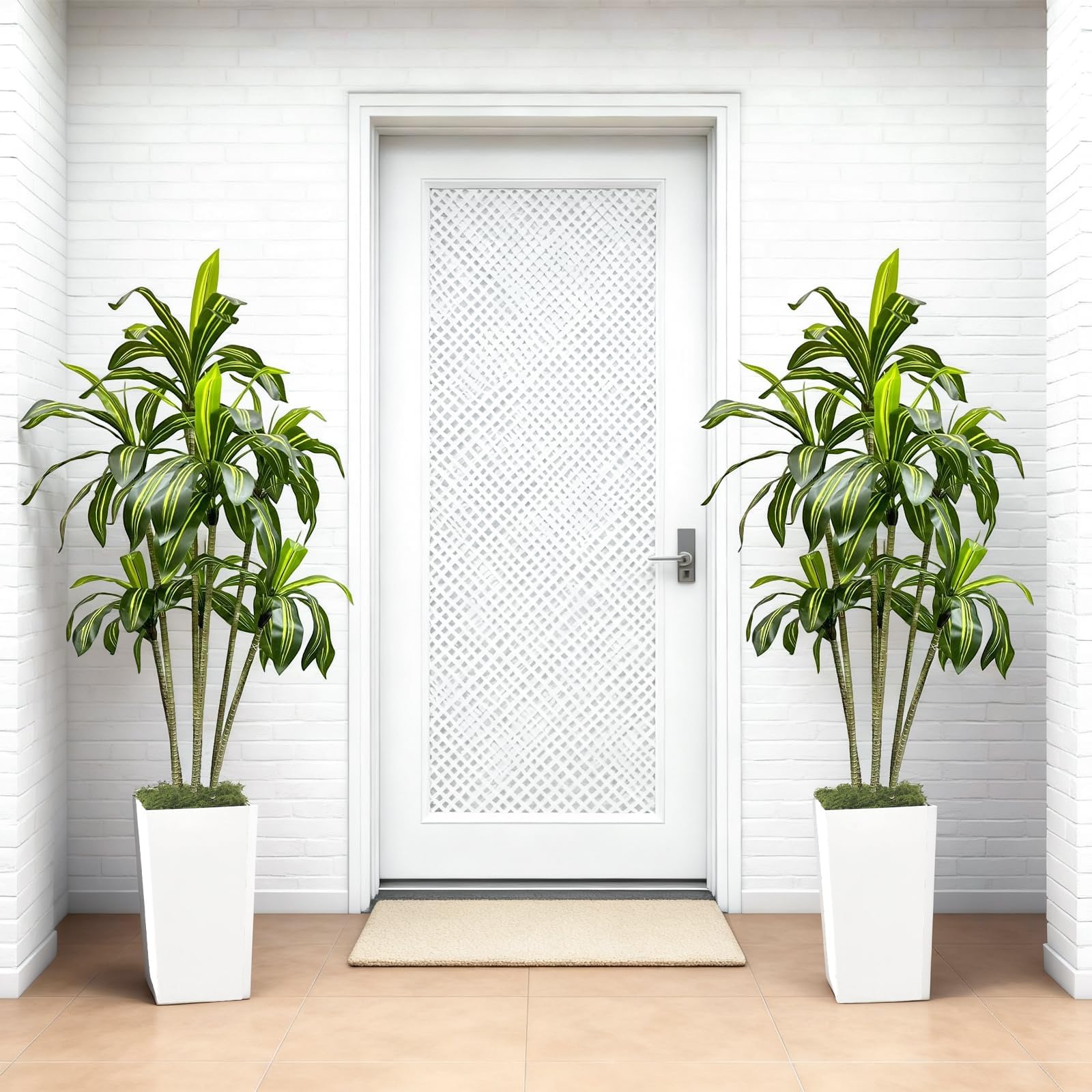 Arbre dragon artificiel Garvee de 180 cm avec pot de fleurs blanc pour salon, balcon ou bureau. Plante tropicale en plastique, réaliste et ajustable.