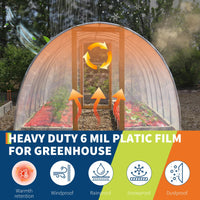 Film de serre Garvee 26 x 40 pi, 6 mil, LDPE, résistant aux UV, haute transparence, indéchirable, pour jardinage et agriculture, transparent