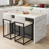 Garvee Ensemble de 2 tabourets de bar, style moderne, hauteur 61 cm, revêtement en similicuir, structure en métal, pour la cuisine et la salle à manger - Blanc