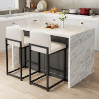Ensemble de 2 tabourets de bar Garvee, style moderne, hauteur 61 cm, revêtement en similicuir, structure en métal, idéal pour la cuisine et la salle à manger, gain de place, noir