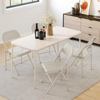 Garvee Lot de 4 chaises pliantes beige, cadre en métal, charge max. 159 kg, chaises portables pour salle à manger, salon, bureau et camping