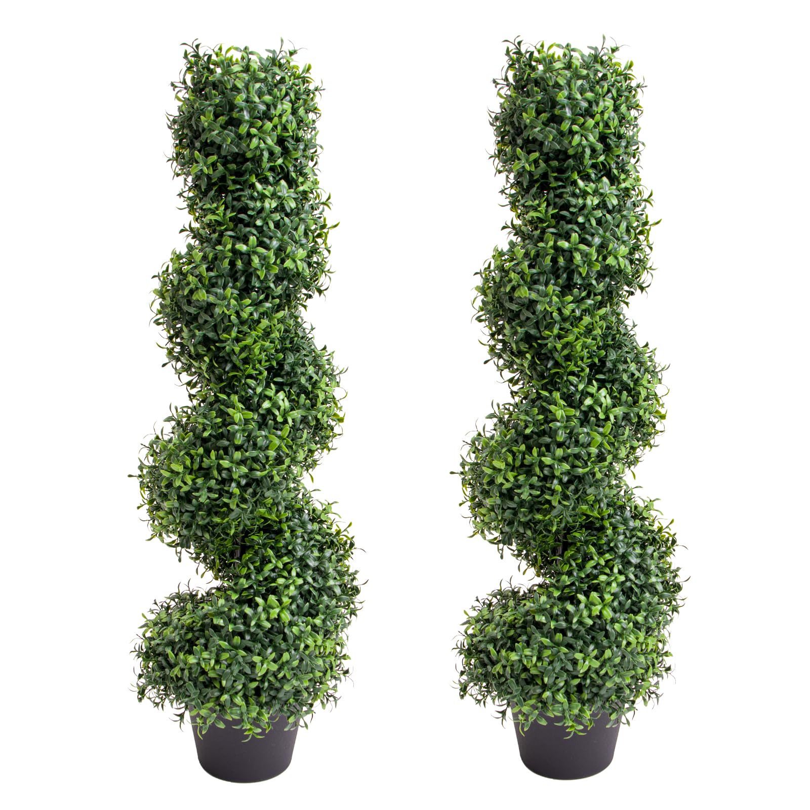 Garvee Lot de 2 buis artificiels en spirale de 89 cm, PE résistant aux UV, pots en plastique, entretien facile, pour jardin et porche