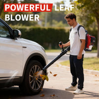 Garvee Souffleur de Feuilles à Dos 2 Temps 52 cm³, 2,2 CV, Débit d’Air 22 m³/min, Vitesse 435 km/h, Plastique, pour Jardinage et Entretien Extérieur, Rouge et Noir