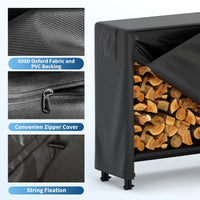 Range-bûches Garvee 122 × 34 × 110 cm – Avec housse imperméable en tissu Oxford, résistant aux intempéries et robuste pour le jardin et la terrasse.